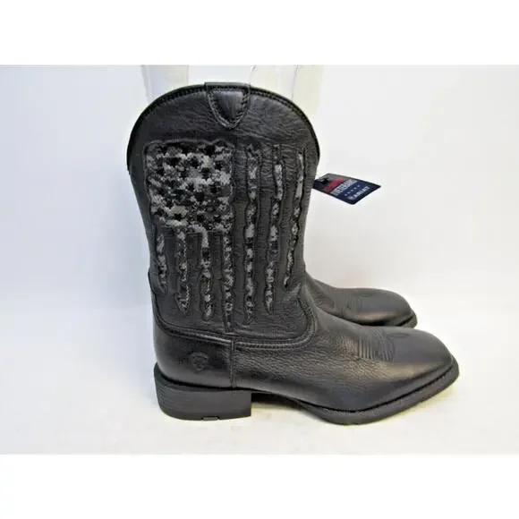 Ariat Mens Sz 14 Sport My Country VentTEK Black Square Toe Cowboy Boots 10044563